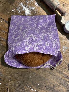 Lavender Butterfly Bread Bag, Reusable Cotton Bread Storage, Sourdough Bag